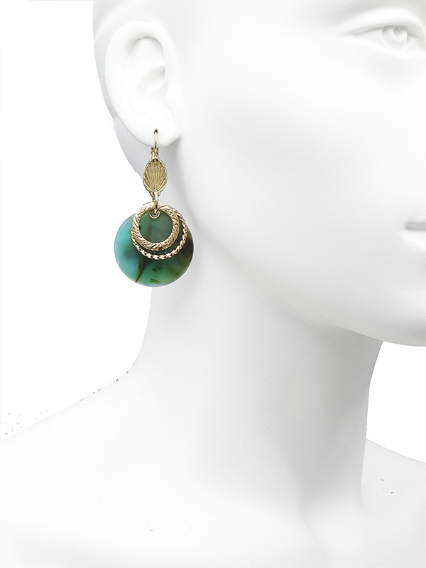 Boucles D'oreilles Pendantes Jade Et Argent Plaqué Or 18 Carats - Bijoux Femme Cadeau élégant